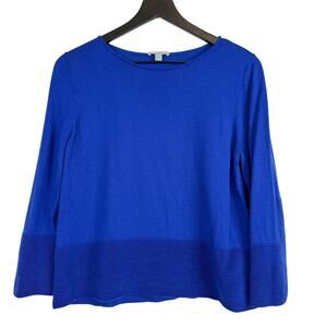 COS Womens 100% Wool Knit Jumper Sweater 3/4 Sleeve Cobalt Blue - M